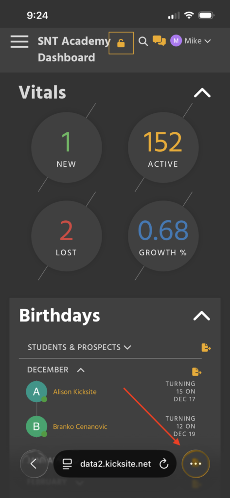 Tap the ellipsis icon in Safari.