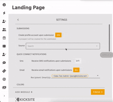 Landing Page Settings