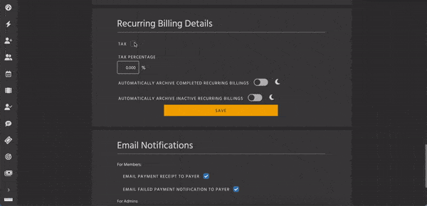 Recurring Billing Settings