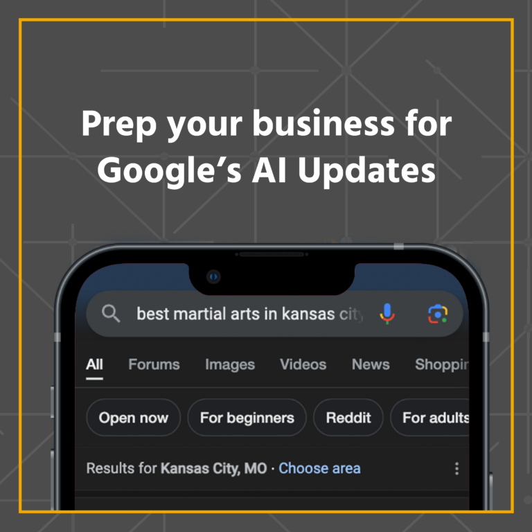 Phone showing SERP - Prep your business for Google AI Updates