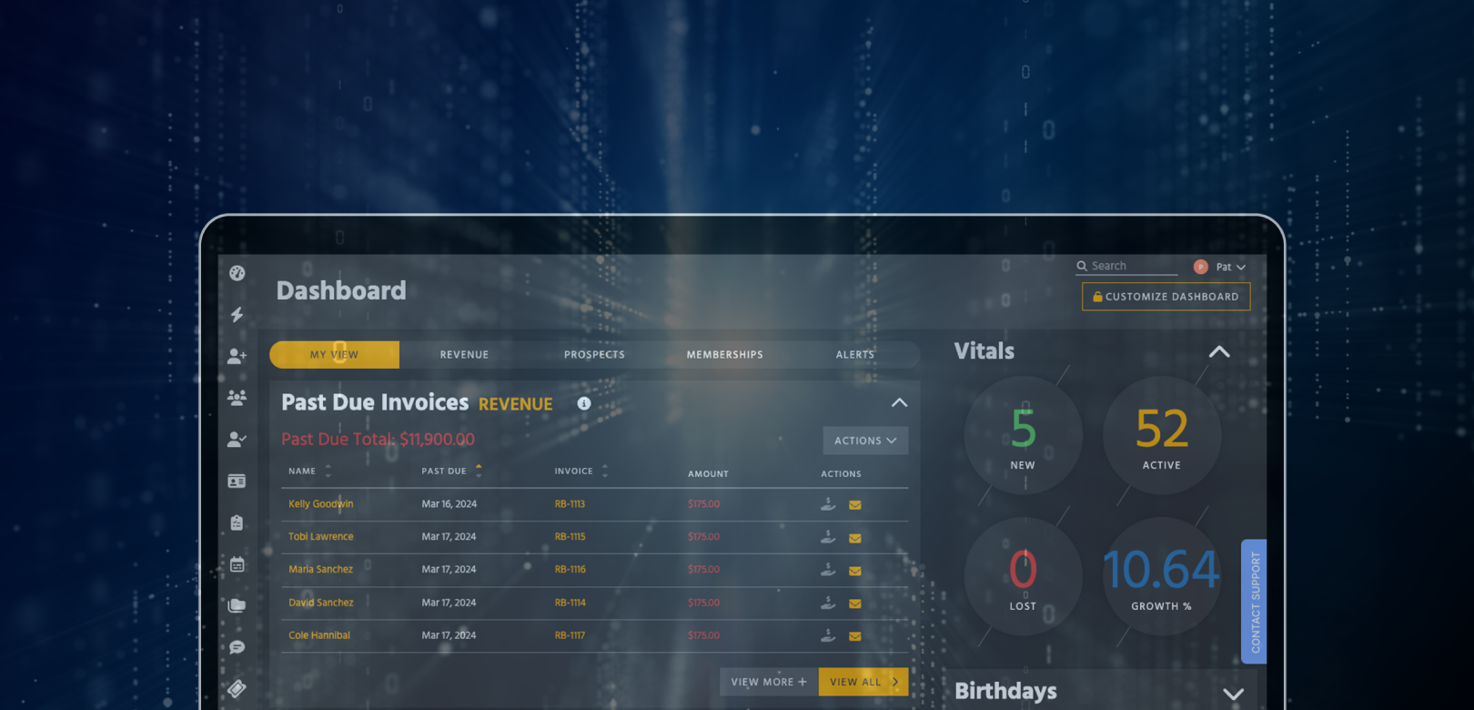 Laptop showing Kicksite software dashboard