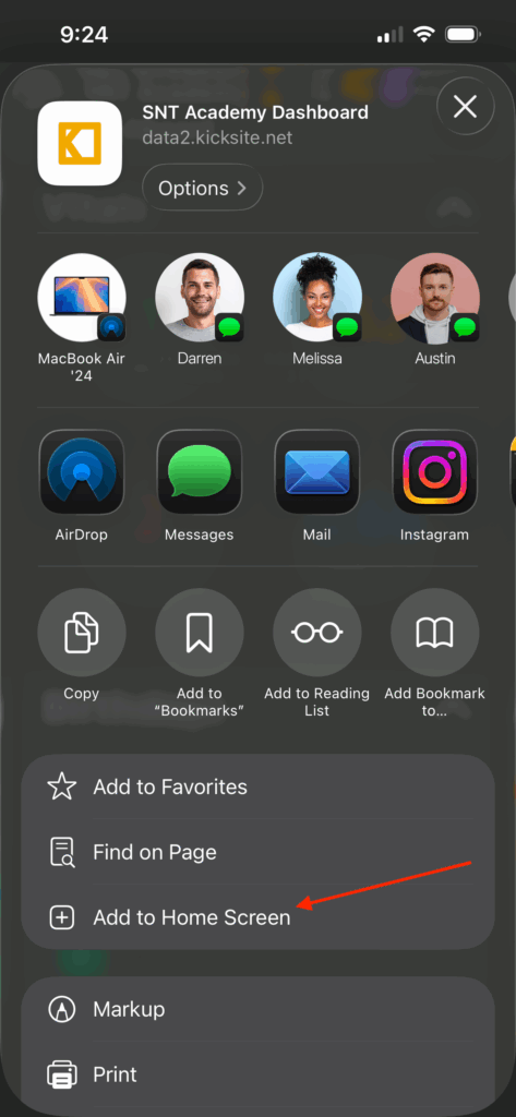 Tap Add to Home Screen.