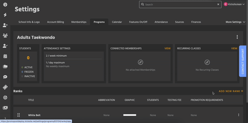 Adding or editing a rank.
